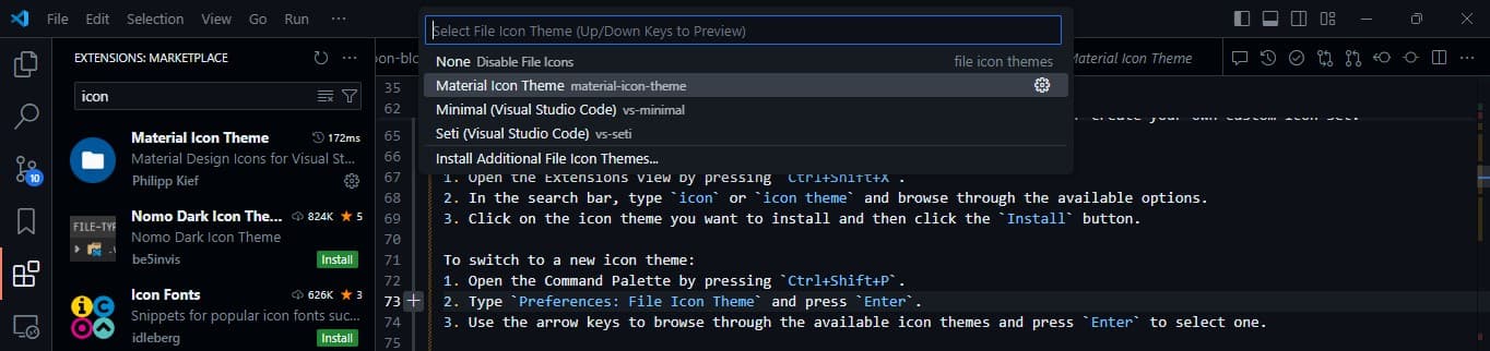 Browsing and Switching Icon Themes